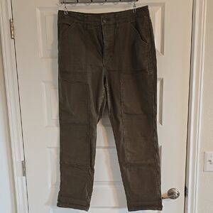 REI TrailSmith Women's Straight Leg Canvas Olive Work Pants Reinforced Knee